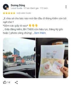 Đánh giá 5 sao của khách hàng về trung tâm đăng kiểm Phạm Văn Đồng 2901S