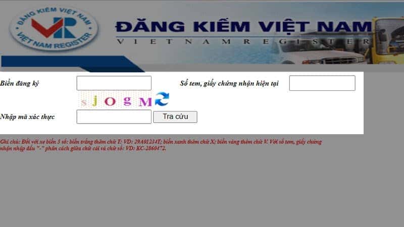 Hướng dẫn nhập thông tin biển số đăng ký và số tem giấy chứng nhận trên Cổng Đăng kiểm Việt Nam