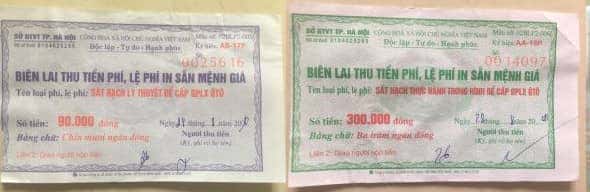 Lệ phí thi lý thuyết và sa hình