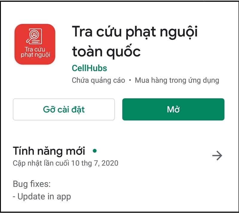 Màn hình tải ứng dụng tra cứu phạt nguội toàn quốc
