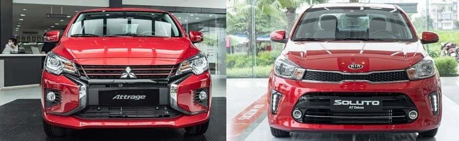 Ngoại thất phần đầu xe của Attrage 2020 so với KIA soluto