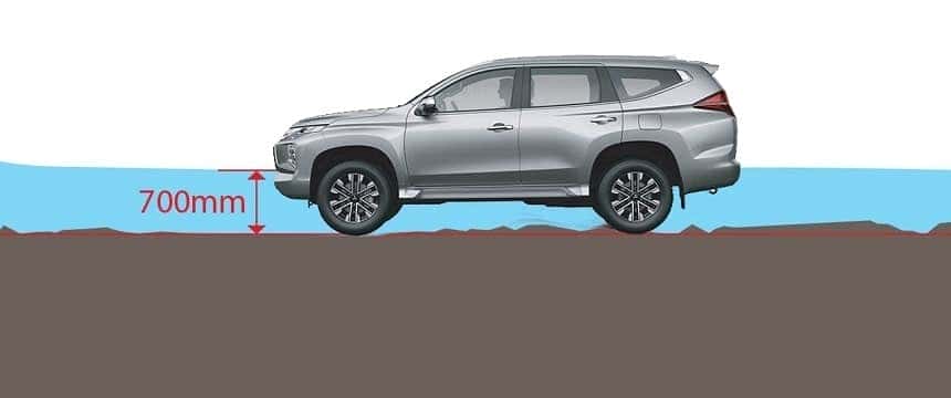 Khả năng lội nước lên đến 700 mm của Pajero Sport
