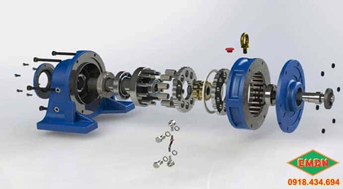Mô hình hộp giảm tốc cyclo với con lăn và đĩa