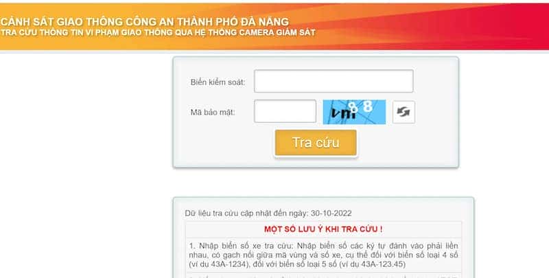 Nhập đúng biển số xe ô tô theo hướng dẫn khi kiểm tra phạt nguội