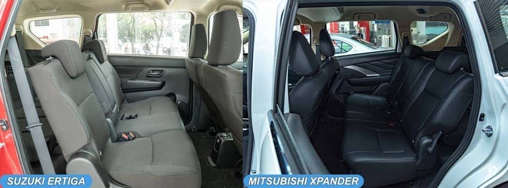 Nội thất hàng ghế thứ 2 xe Mitsubishi Xpander và Suzuki Ertiga