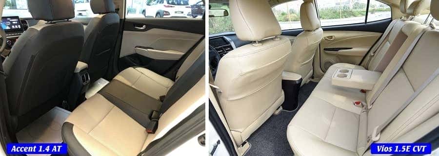 So sánh nội thất Hyundai Accent và Toyota Vios E CVT