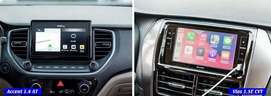 Hệ thống giải trí trên Vios E bản CVT và Accent bản đặc biệt