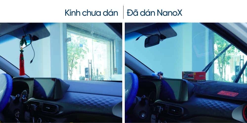 Thành phẩm dán phim cách nhiệt trên kính lái ô tô hoàn thiện