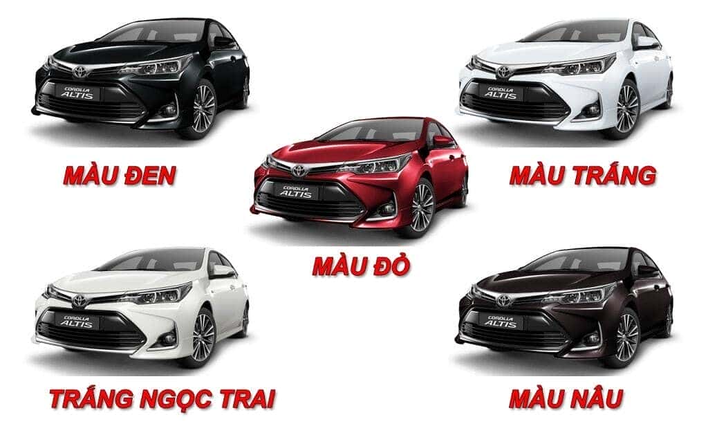 Bảng màu xe Toyota Corolla Altis 1.8E CVT