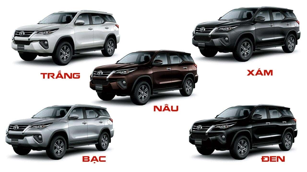 Bảng màu xe Toyota Fortuner 2.4 máy dầu số sàn