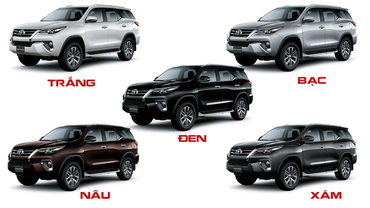 Bảng màu xe Toyota Fortuner 2.7 máy xăng số tự động