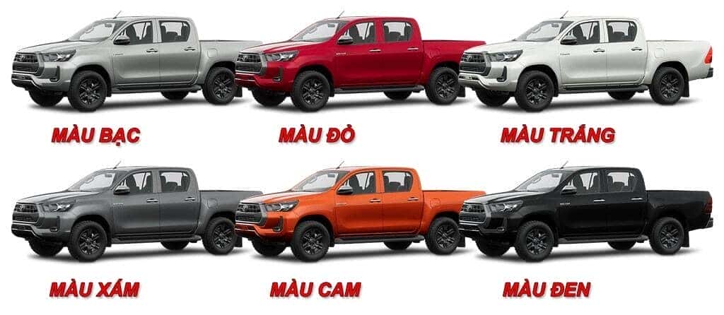 Bảng màu xe Toyota Hilux 2.4 E 4x2 một cầu số tự động