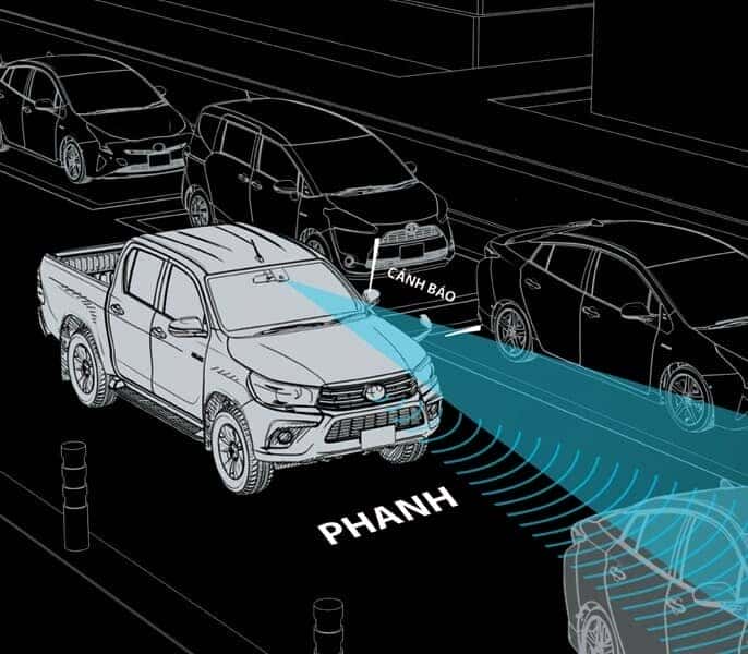Cảnh báo tiền va chạm PCS xe bán tải Hilux