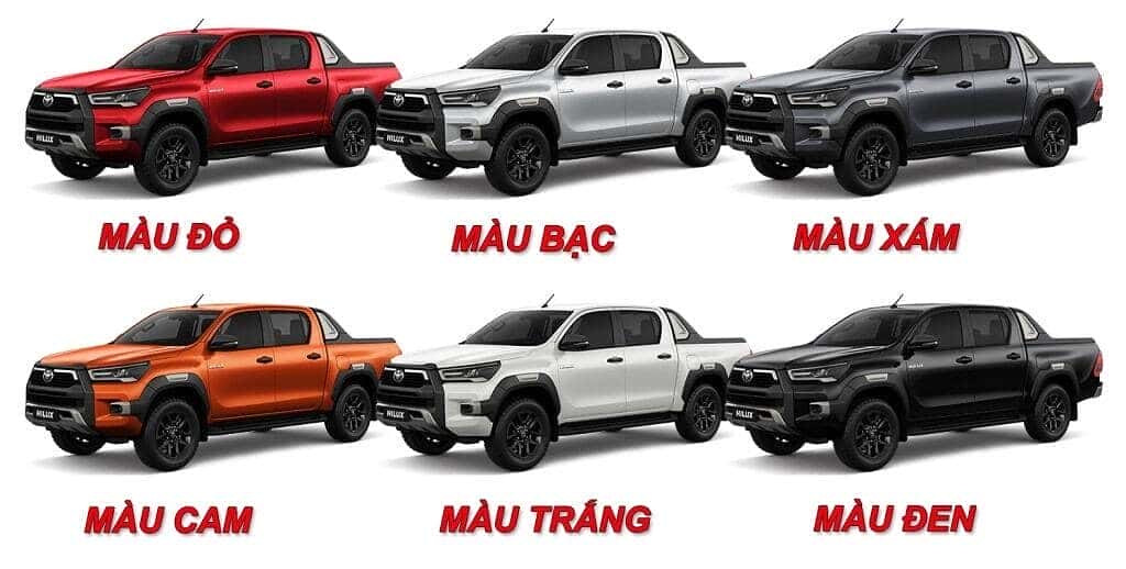 Bảng màu xe Toyota Hilux 2.8 G 4x4 2 cầu số tự động