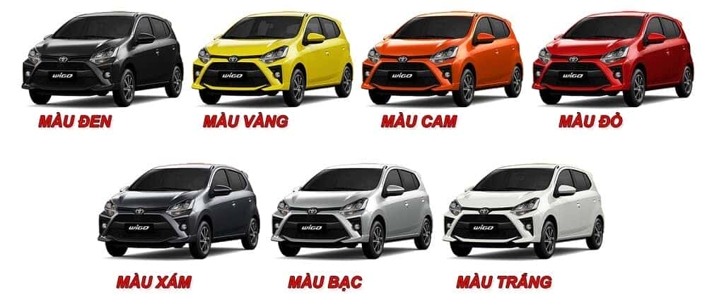Bảng màu xe Toyota Wigo 1.2 AT