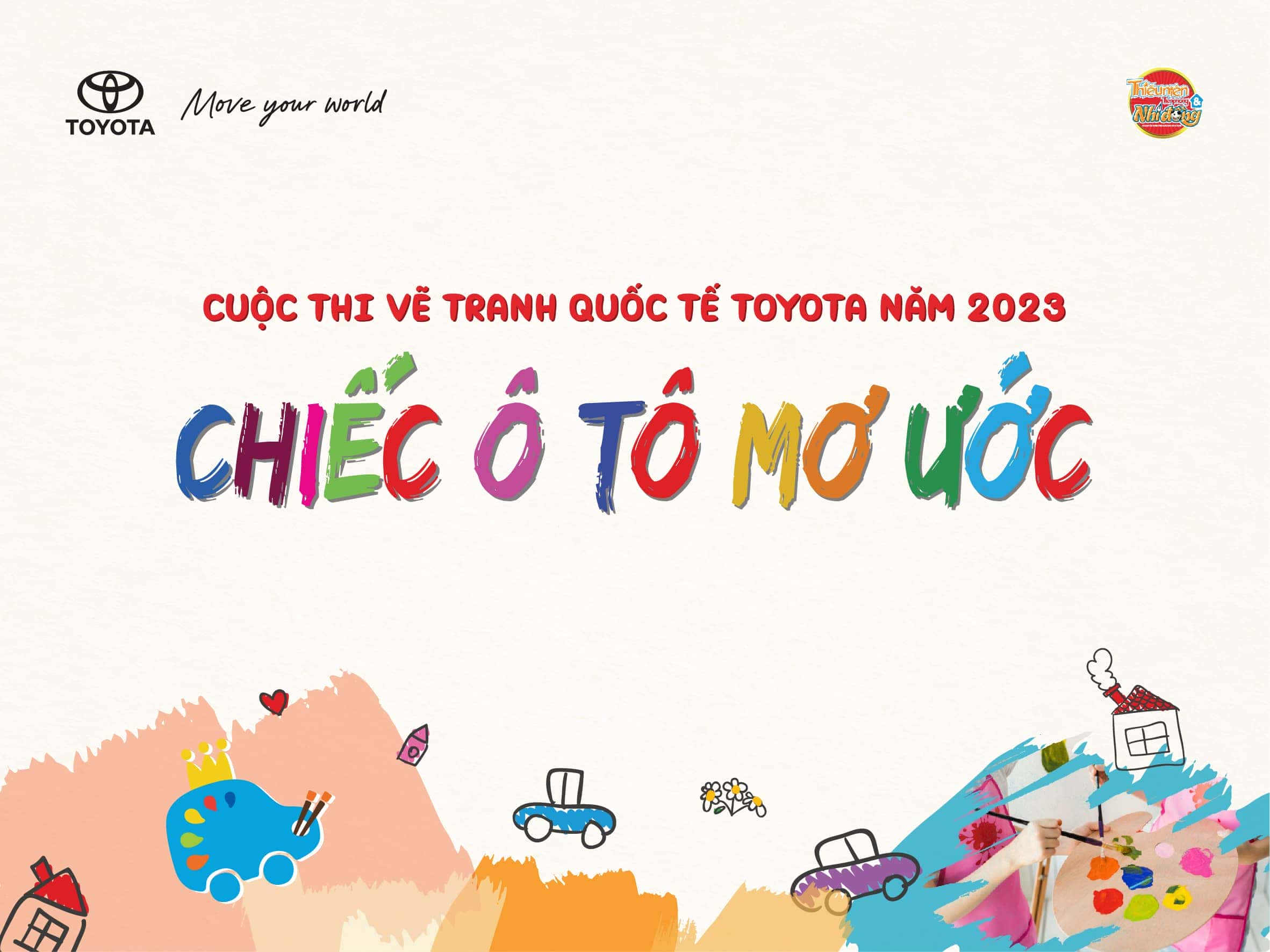 Trẻ em say sưa vẽ tranh ô tô tương lai trong cuộc thi Toyota