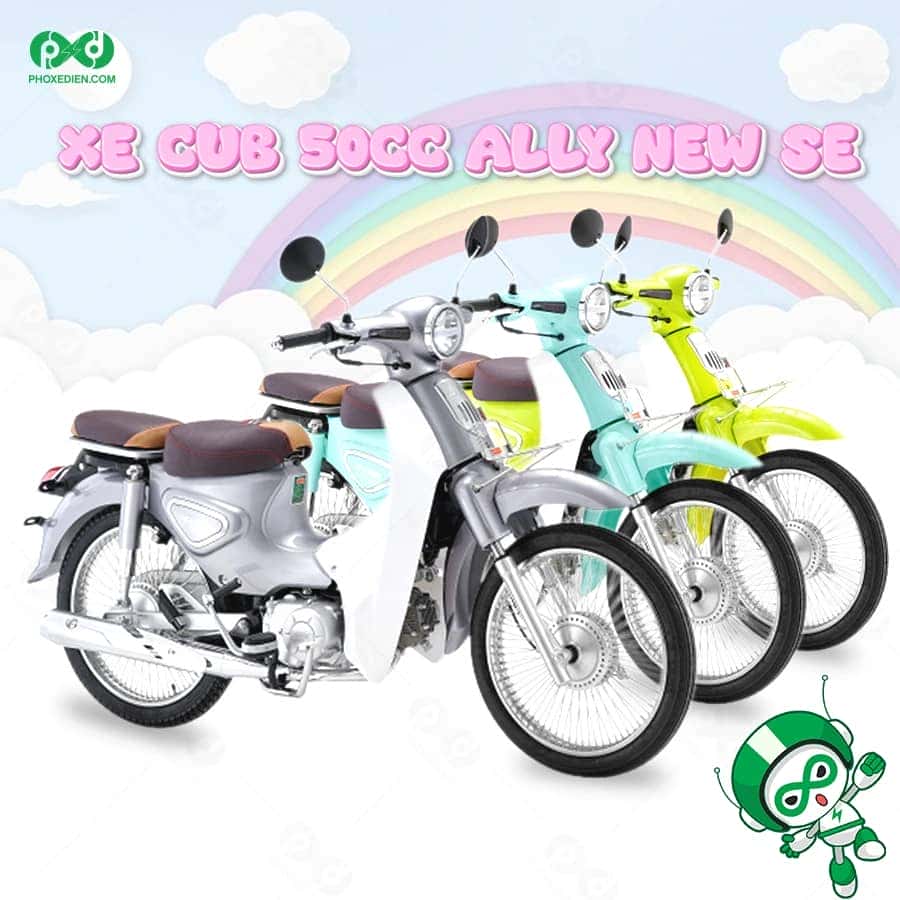 Xe máy 50cc Cub Ally New SE màu trắng tinh tế