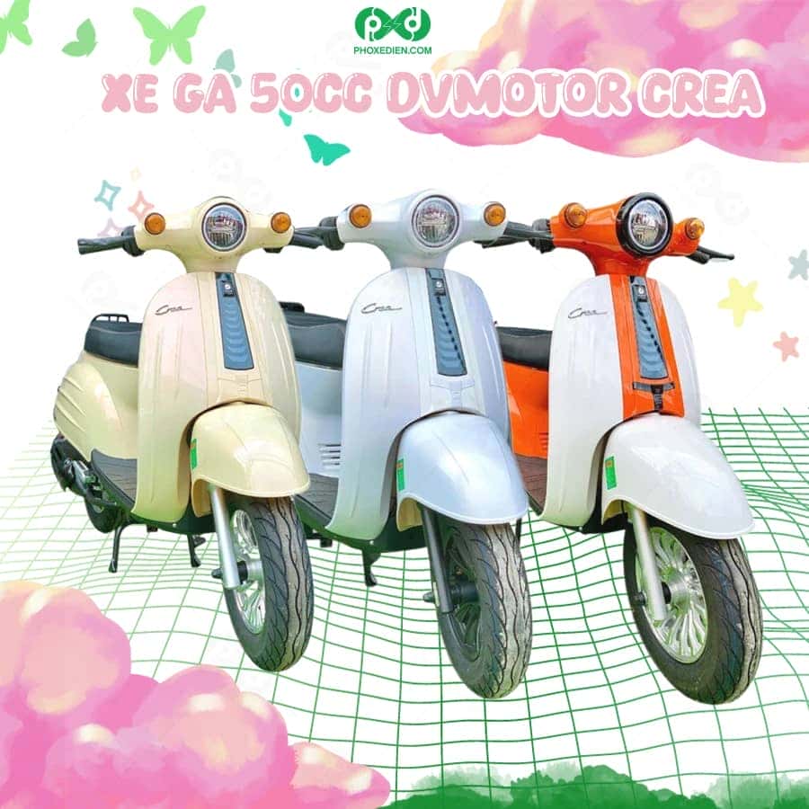 Xe máy 50cc DVMotor Crea màu sắc tươi sáng