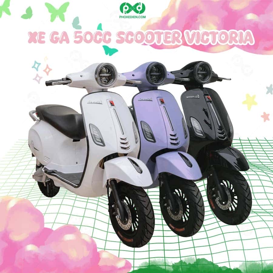 Xe máy 50cc Scooter Victoria màu đỏ ấn tượng
